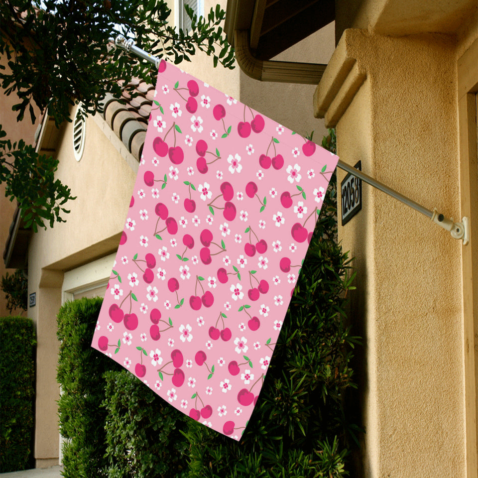 cherry flower pattern pink background House Flag Garden Flag