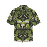 White orchid flower tropical leaves pattern blackg Men's All Over Print Hawaiian Shirt