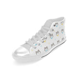 Cute Siberian Husky pattern Men's High Top Canvas Shoes White