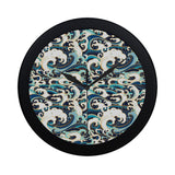 Japanese wave pattern Elegant Black Wall Clock