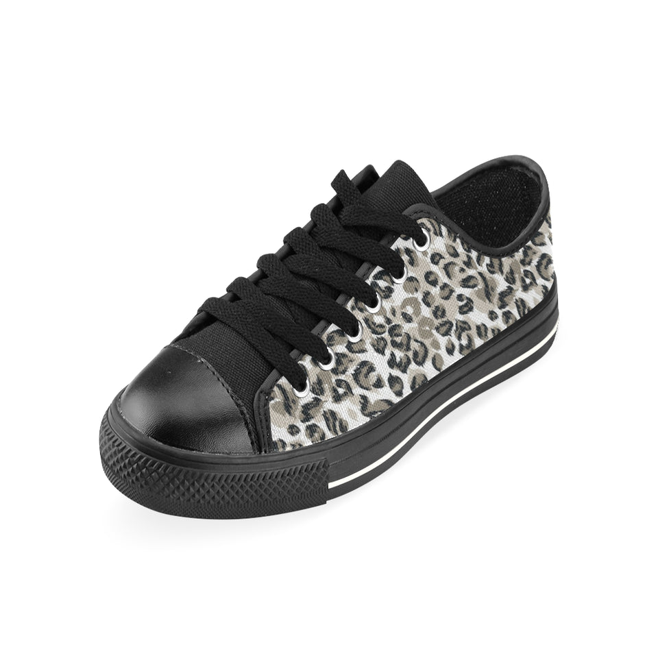 Leopard skin print pattern Men's Low Top Canvas Shoes Black