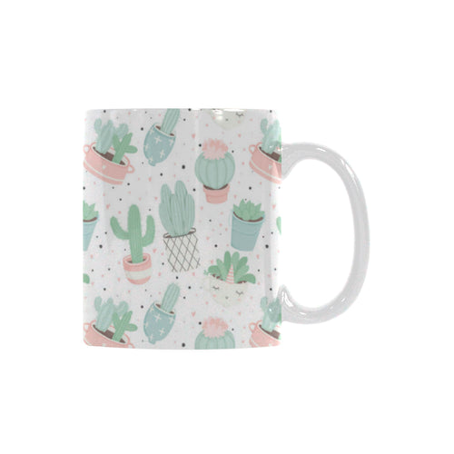Pastel color cactus pattern Classical White Mug (Fulfilled In US)
