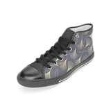 Gold ginkgo leaves Women's High Top Canvas Shoes Black