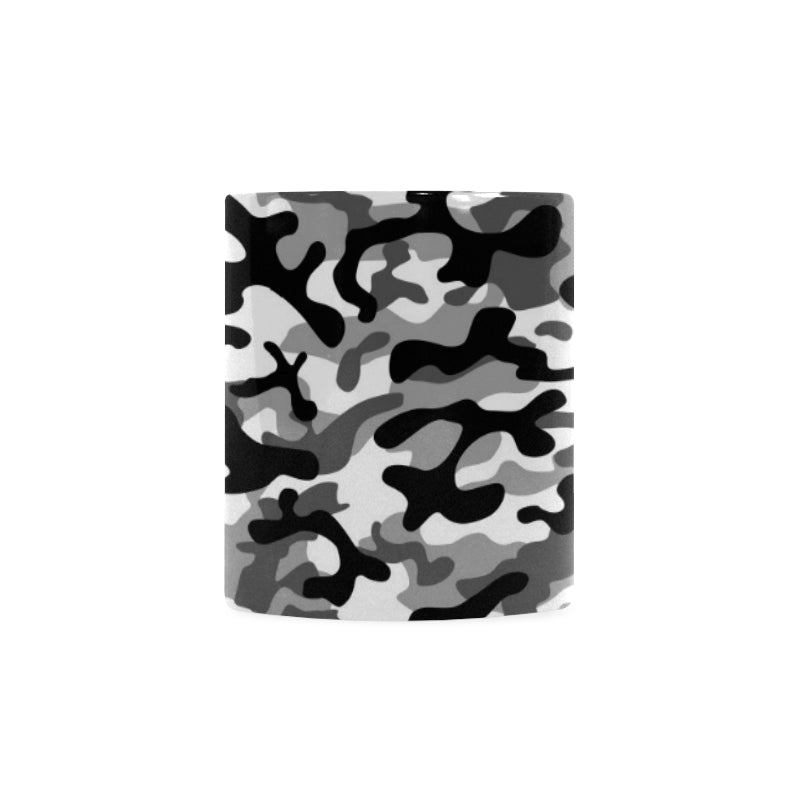 Black white camouflage pattern Classical White Mug (Fulfilled In US)