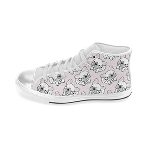 Cute french bulldog pattern Women's High Top Canvas Shoes White