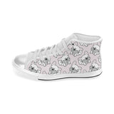 Cute french bulldog pattern Women's High Top Canvas Shoes White