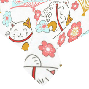 Maneki neko cat fan sakura Tablecloth
