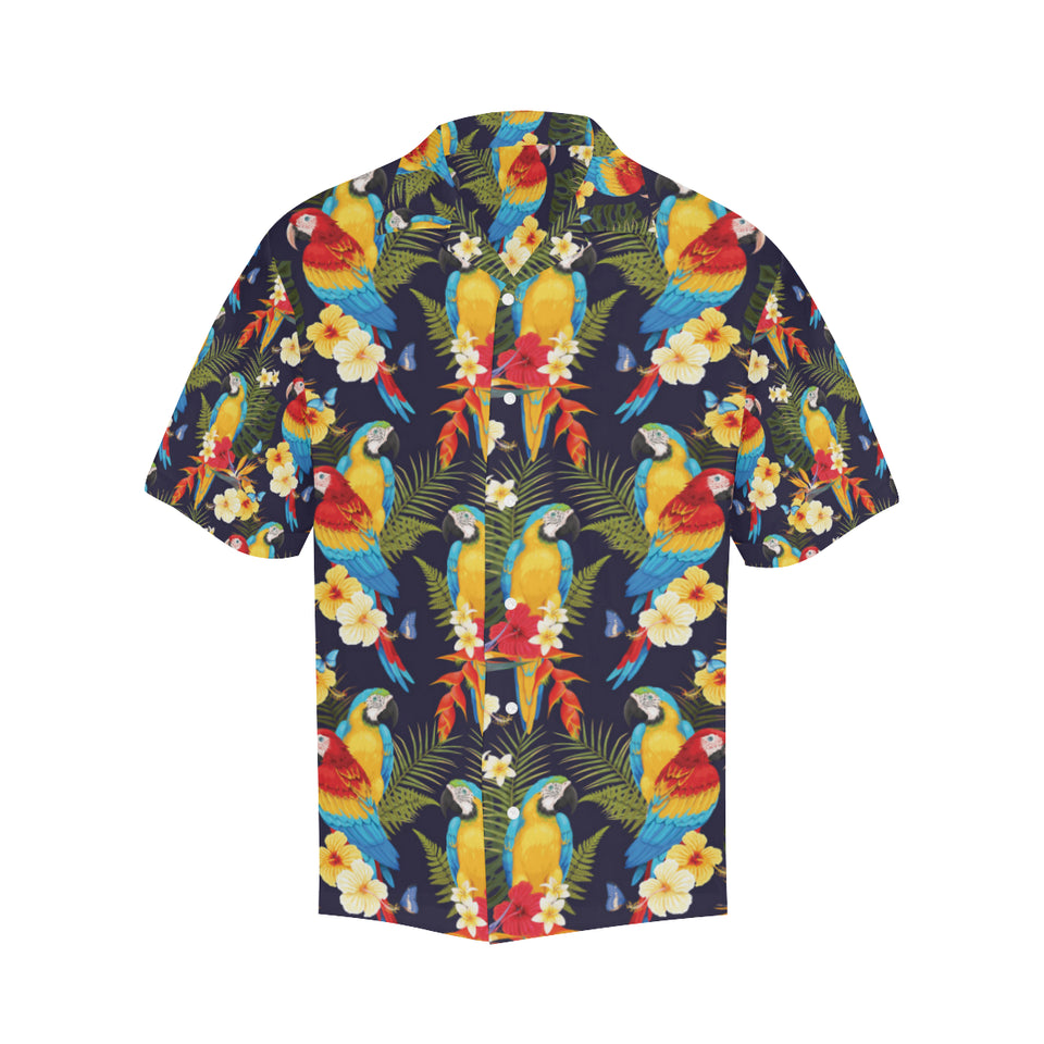 Colorful parrot flower pattern Men's All Over Print Hawaiian Shirt