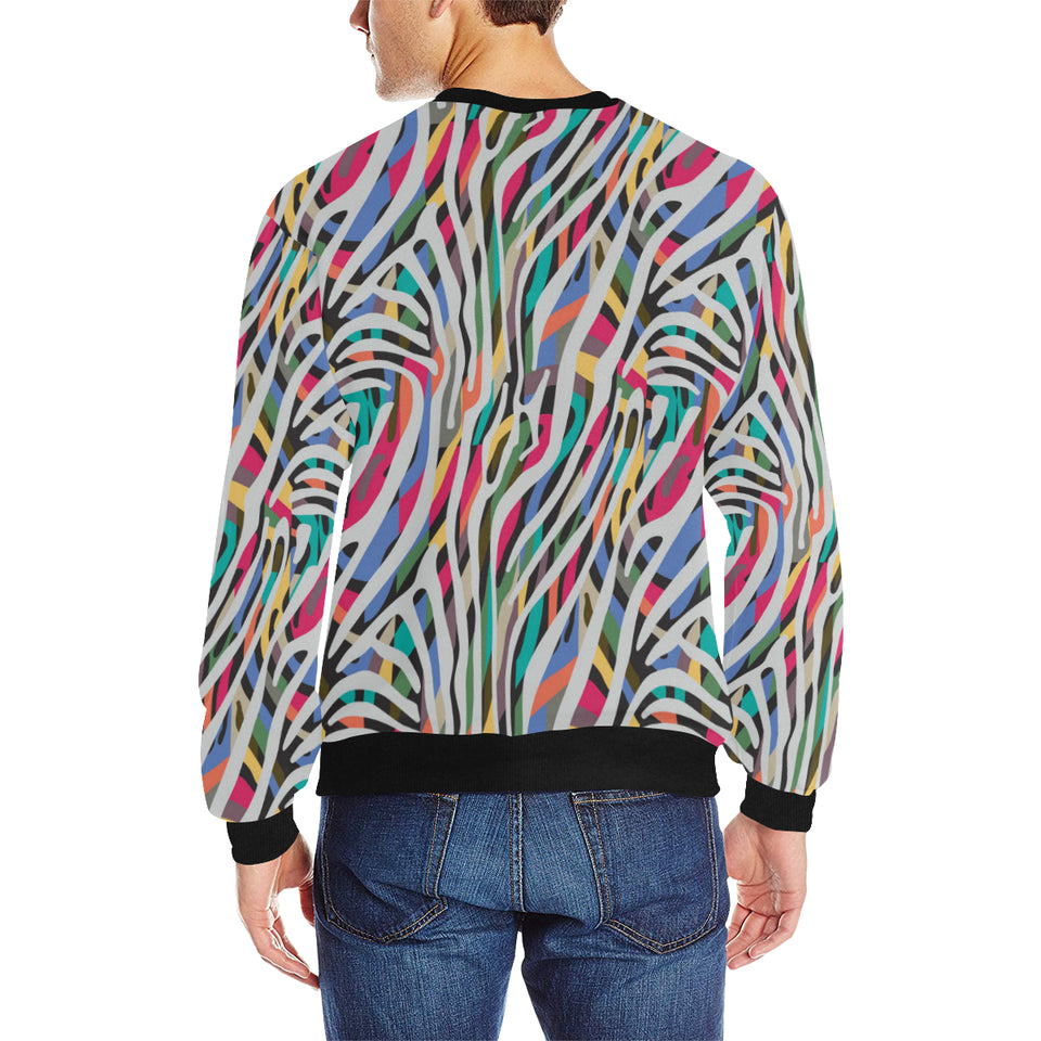 Colorful zebra skin pattern Men's Crew Neck Sweatshirt
