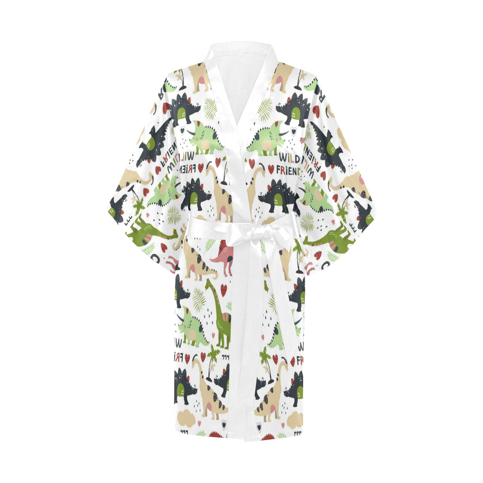 Cute dinosaurs pattern Women's Short Kimono Robe