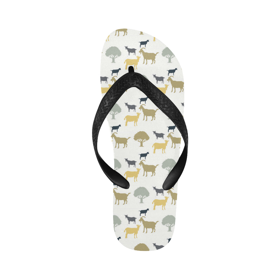 Silhouettes of goat and tree pattern Unisex Flip Flops