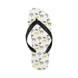 Silhouettes of goat and tree pattern Unisex Flip Flops