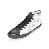 dragon fruit pattern Women's High Top Canvas Shoes Black