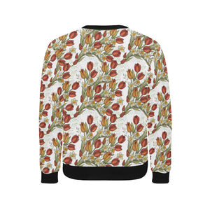 Red tulips and daffodils pattern Men's Crew Neck Sweatshirt