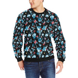 Skull flower roses leave pattern Men's Crew Neck Sweatshirt