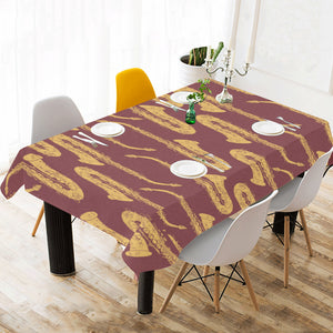 Hand drawn gold saxophone red background Tablecloth