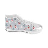 Snowman christmas  tree snow gray background Women's High Top Canvas Shoes White