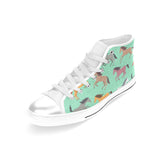 Colorful horses pattern Women's High Top Canvas Shoes White