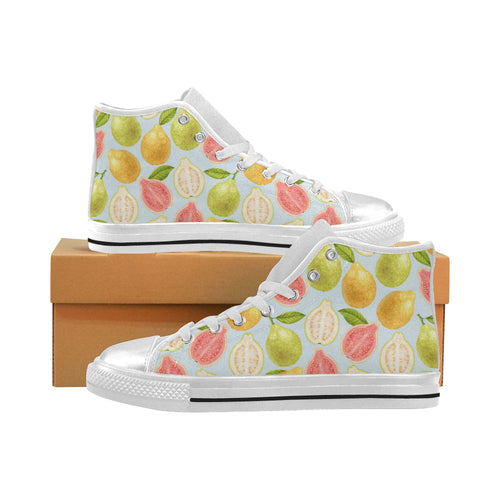 Guava design pattern Women's High Top Canvas Shoes White