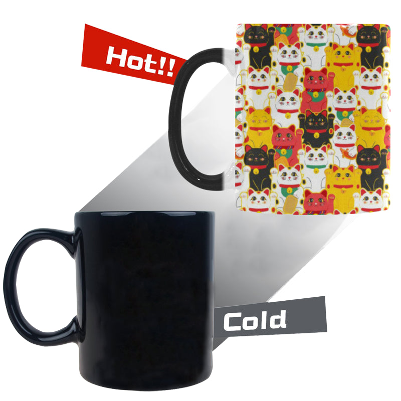 Colorful Maneki neko cat pattern Morphing Mug Heat Changing Mug