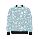 Cute rainbow clound star pattern blue background Men's Crew Neck Sweatshirt