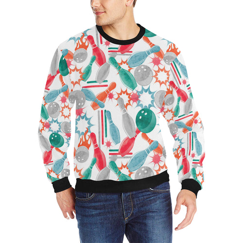 Watercolor bowling pattern Men's Crew Neck Sweatshirt