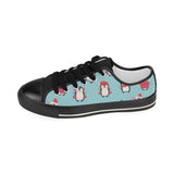 Cute penguin christmas  design pattern Kids' Boys' Girls' Low Top Canvas Shoes Black