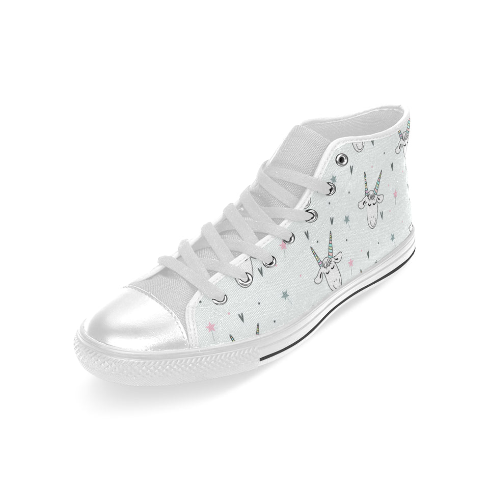 Cute goat design pattern Men's High Top Canvas Shoes White