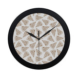 Hand drawn pizza pattern Elegant Black Wall Clock