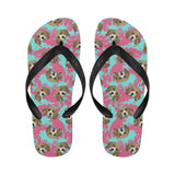 Beagle muzzles turquoise paint splashes pink patte Unisex Flip Flops