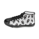 Ninja pattern plaid background Women's High Top Canvas Shoes Black