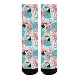 Toucan tropical flower leave pattern Crew Socks
