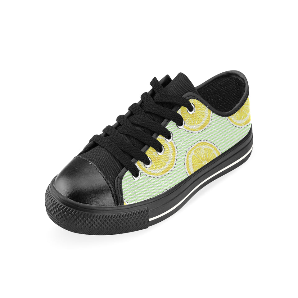 slice of lemon pattern Men's Low Top Canvas Shoes Black