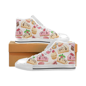 Cake cupcake sweets pattern Men's High Top Canvas Shoes White