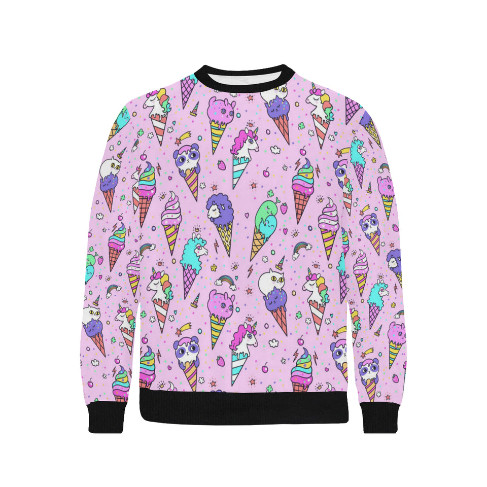 Cute ice cream cone animal pattern Men's Crew Neck Sweatshirt
