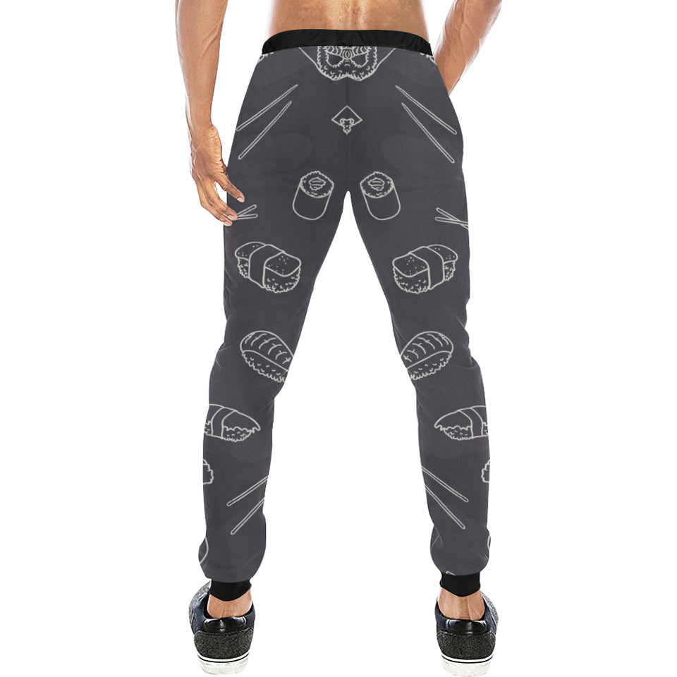 sushi pattern black background Unisex Casual Sweatpants