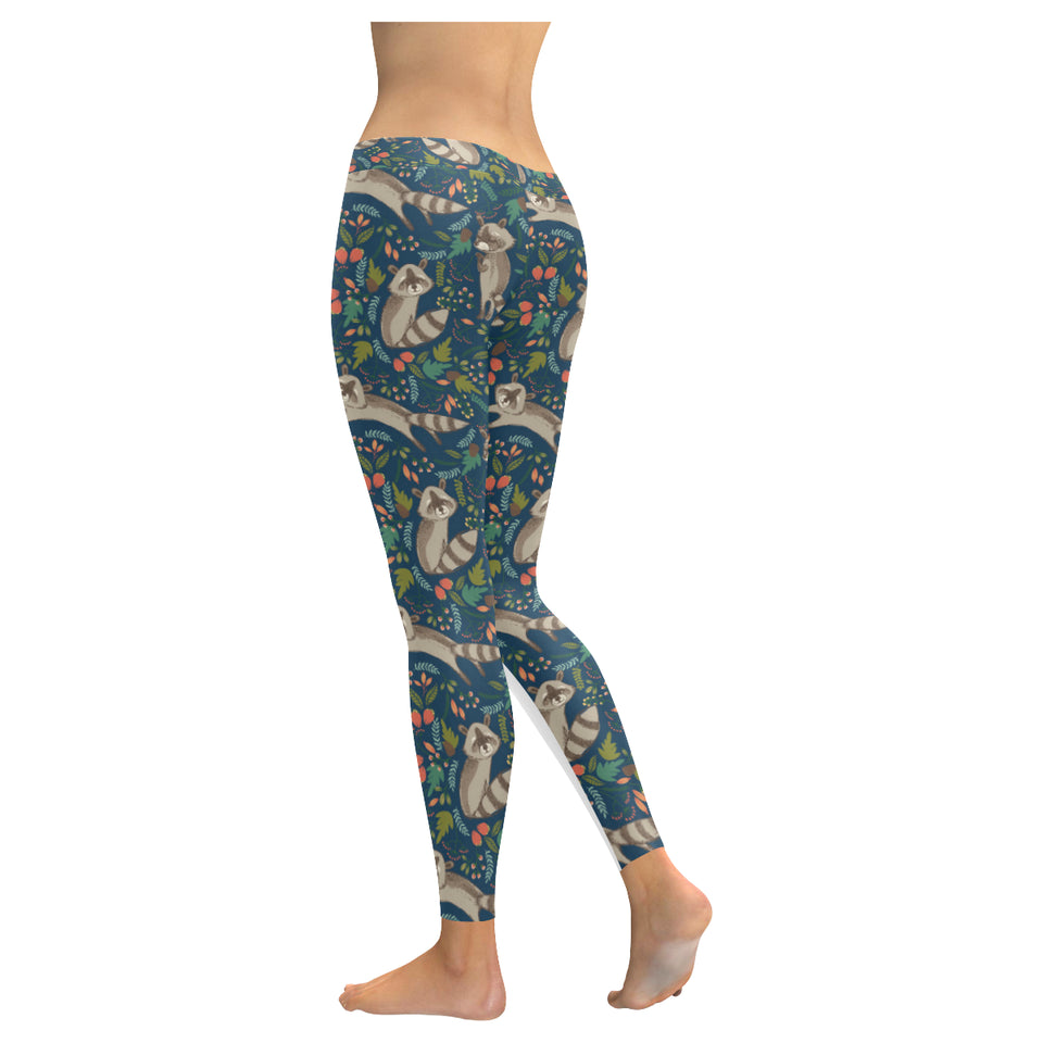 Raccoon tropical leaves pattern Women's Legging Fulfilled In US