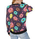 Colorful donut glaze pattern Women's Crew Neck Sweatshirt