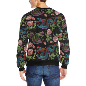 Dragons flower pattern Men's Crew Neck Sweatshirt