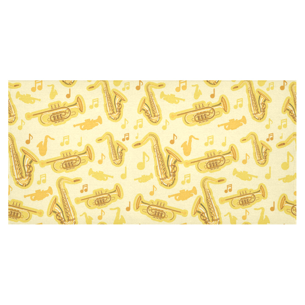 Saxophone cornet pattern yellow background Tablecloth