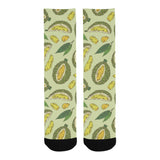 Durian leaves pattern background Crew Socks