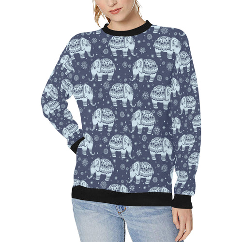 Elephant tribal design pattern Women's Crew Neck Sweatshirt