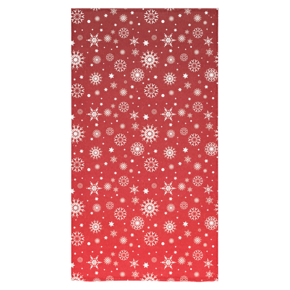 Snowflake pattern red background Bath Towel