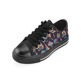 Colorful mushroom pattern Men's Low Top Canvas Shoes Black