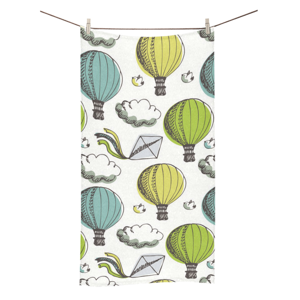 Hot Air Balloon Bird Cloud Pattern Bath Towel