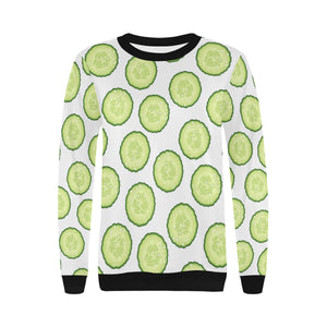 Cucumber slices pattern Women's Crew Neck Sweatshirt