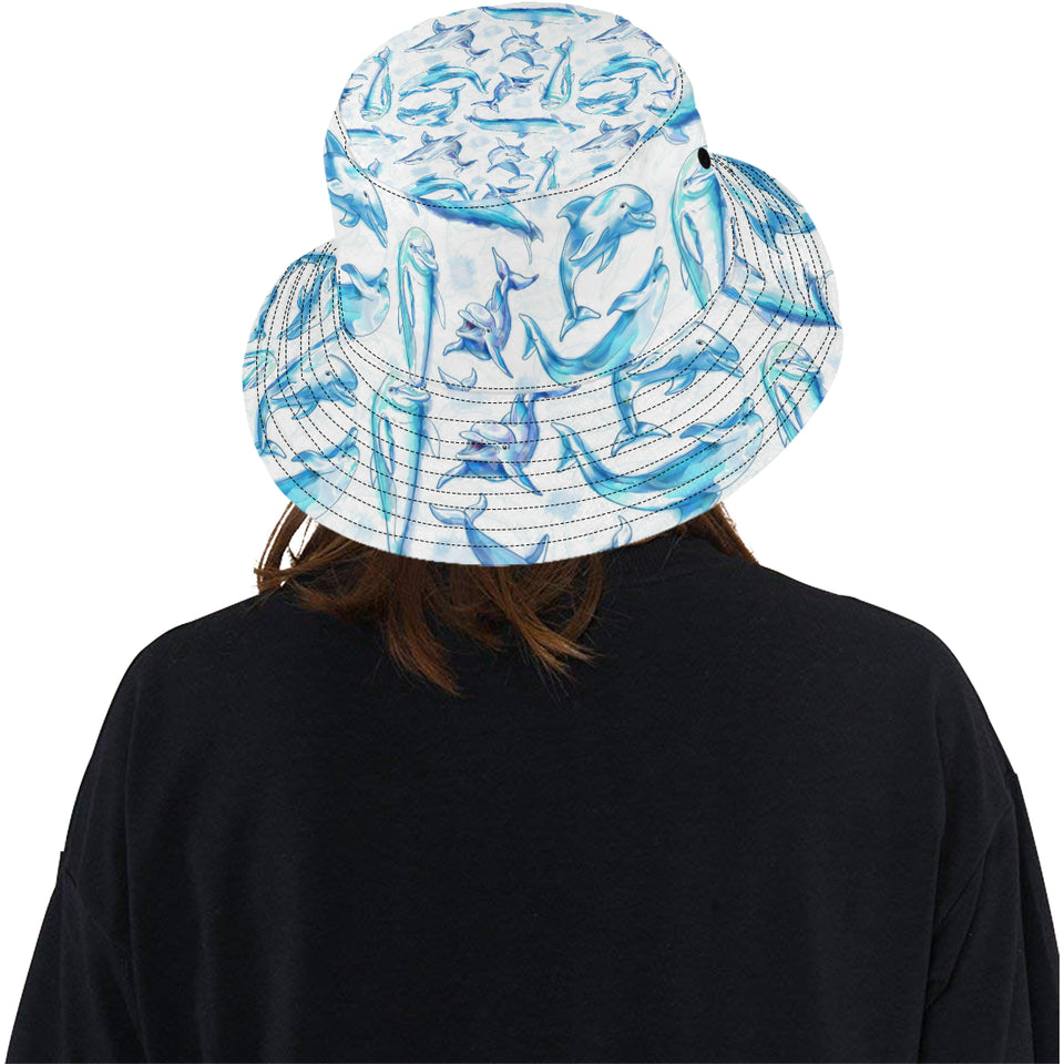 Watercolor dolphin pattern Unisex Bucket Hat