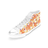 Orange yellow orchid flower pattern background Women's High Top Canvas Shoes White