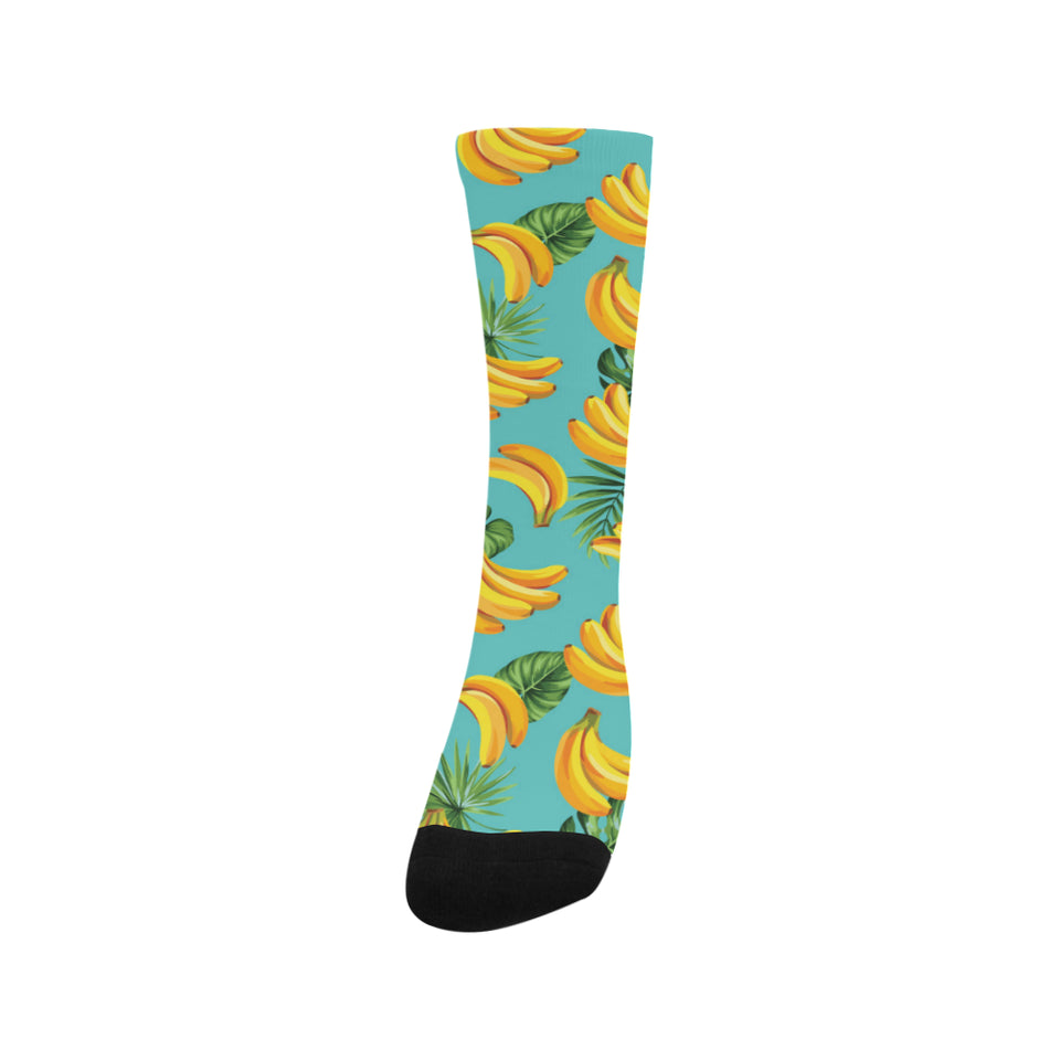 Banana Palm Leaves pattern background Crew Socks