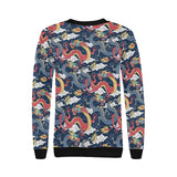 Blue red dragon cloud pattern Women's Crew Neck Sweatshirt